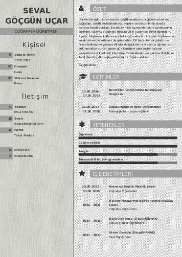 Coğrafya Öğretmeni CV Örnekleri cv indir